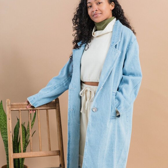 Organic cotton denim coat - Picture 1 of 9